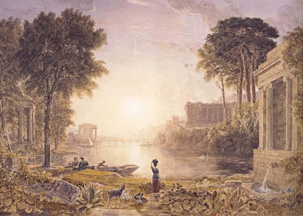 George Barret Classical Landscape Sunset (mk47) Sweden oil painting art